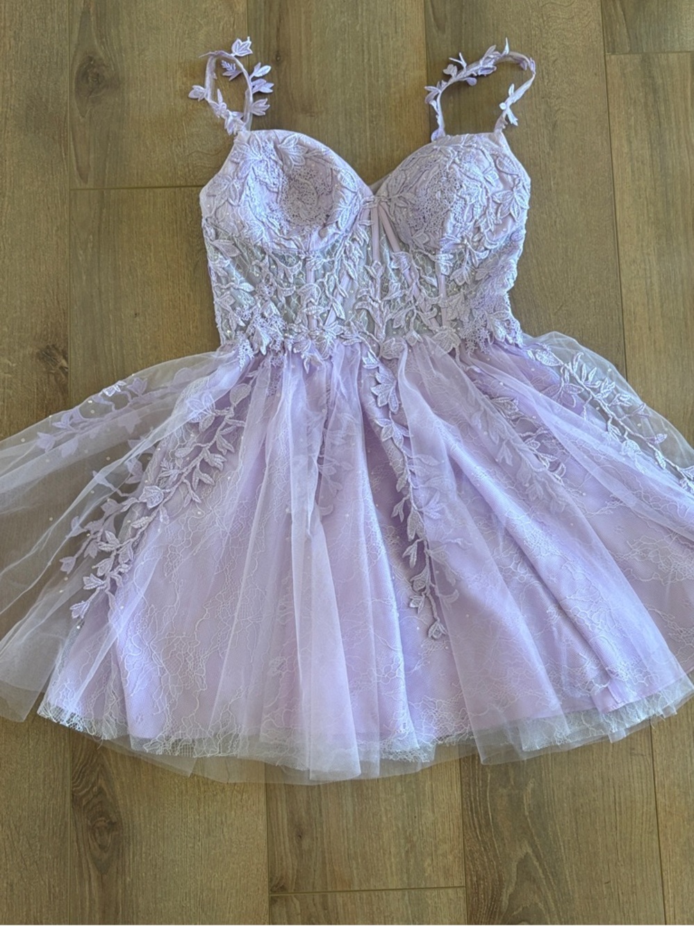 Stacees Leaf Lace Purple Corset